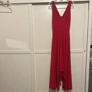 Elegant Red Sleeveless Dress high low